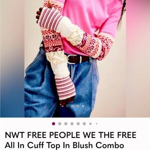 We The Free Blush and Cream Knit Gloves